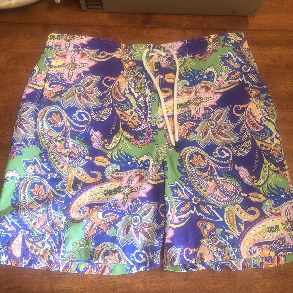POLO RALPH LAUREN Shorts MEN'S Size Large Lined SWIM SHORTS TRUNKS FLORAL